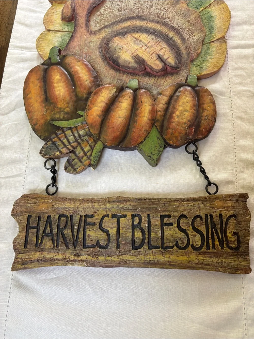 Vintage “Harvest Blessing” Turkey Wall Hanging Sign Fall Rustic Decor